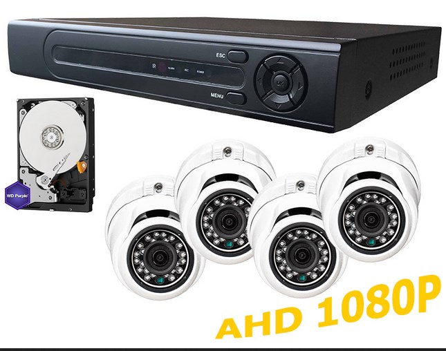 комплект видеонаблюдения AHD камер, комплект AHD на 4 камеры